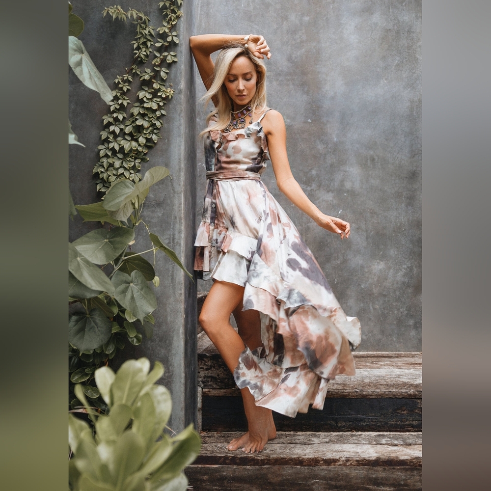 SukiSo Juliet High to Low Dress‎ Earth Tie-Dye